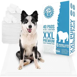 XXL Puppy Pads with Adhesive Tabs -  Pads  (30x36) - Leak Proof  Pee Pads  - Ultra Absorbing  Puppy Pads (40-Count, White)
