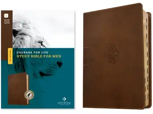 NLT Courage for Life Study Bible for Men, Filament Enabled (Leatherlike, Rustic Brown Lion, Indexed) -- New Living Translation - Bible