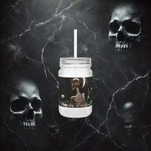 Mortality Embraced Moonlight Skeleton Mason Jar