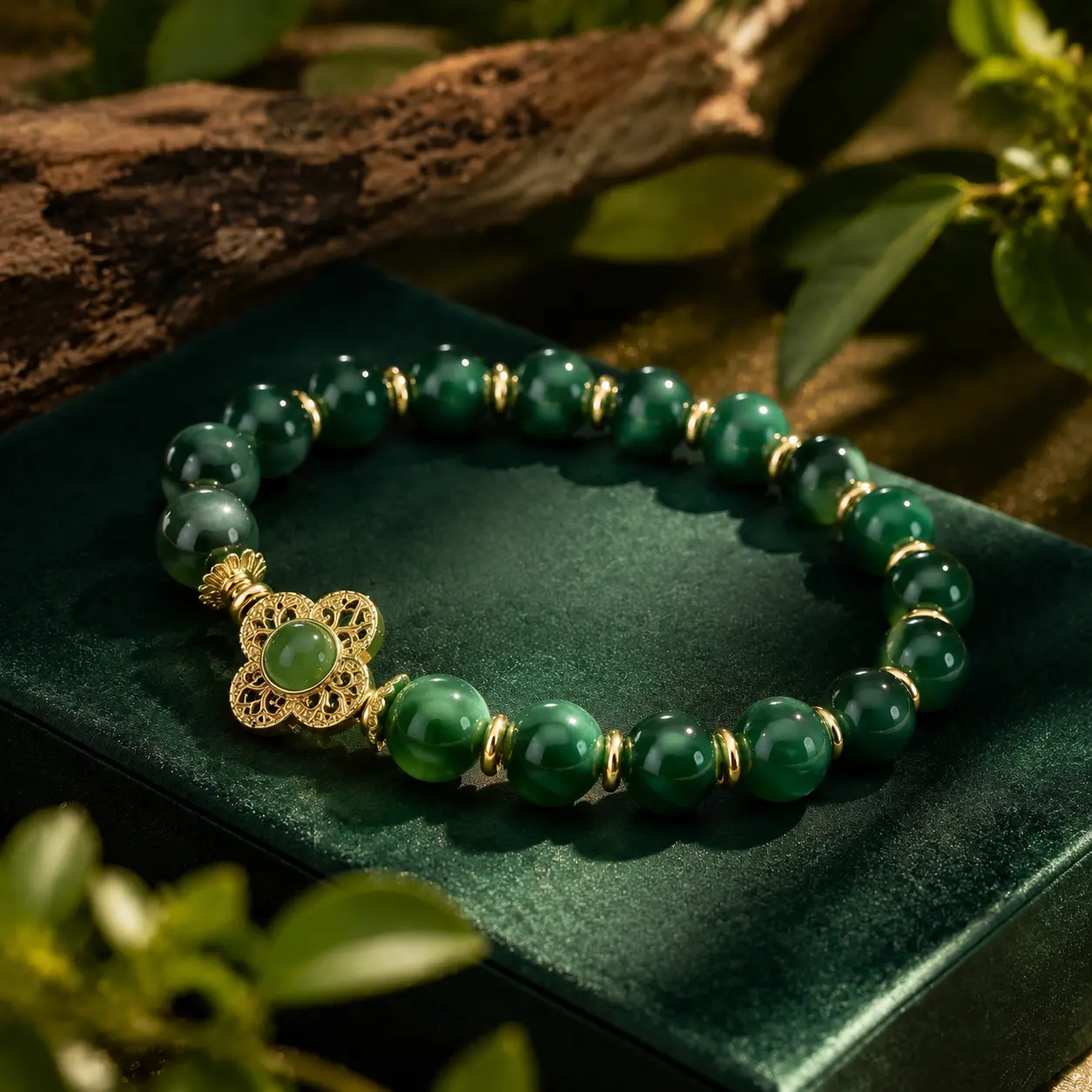 Women's Elegant Beaded Exquisite Trendy Bracelet - Artificial Green Agate Healing Crystal Bracelet, Fashionable Jewelry Accessories, Ideal for Daily Wear & Health Symbol Gift, Costume Jewelry, Exquisite Bracelet, Bracelets