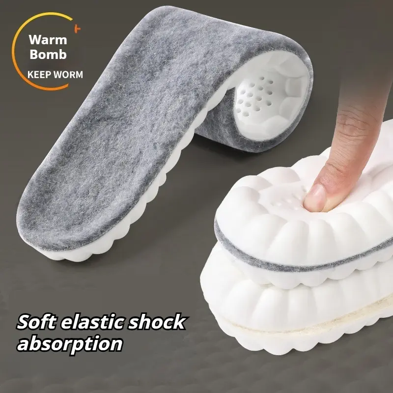 Warm Bomb Cashmere Insoles Thickened Fleece Lined for Winter Snow Boots Comfort Breathability Odor Resistance Antibacterial Deodorization