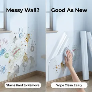 Clear Static Wall Protector Film, Self-Adhesive No Residue Peel and Stick Wall Covering, Waterproof Oil-Proof Transparent Wall Protector for Painted Walls, Door, Cabinet, Furniture Protection