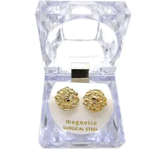 Unisex non-piercing Cookie Nugget Magnetic Stud Earrings with Lucite Case