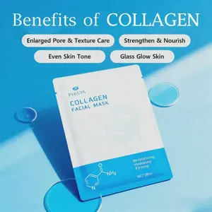 PHISYA Collagen Facial Mask Set 5 Sheets with Hyaluronic Acid for Enlarged Pores Radiance Moisturizing Collagen Lifting Face Mask Light Collagen Moisturizing Mask Hydrogel -Collagen Hypoallergenic Facial collagen face mask Jelly Gel Hydrating Natural