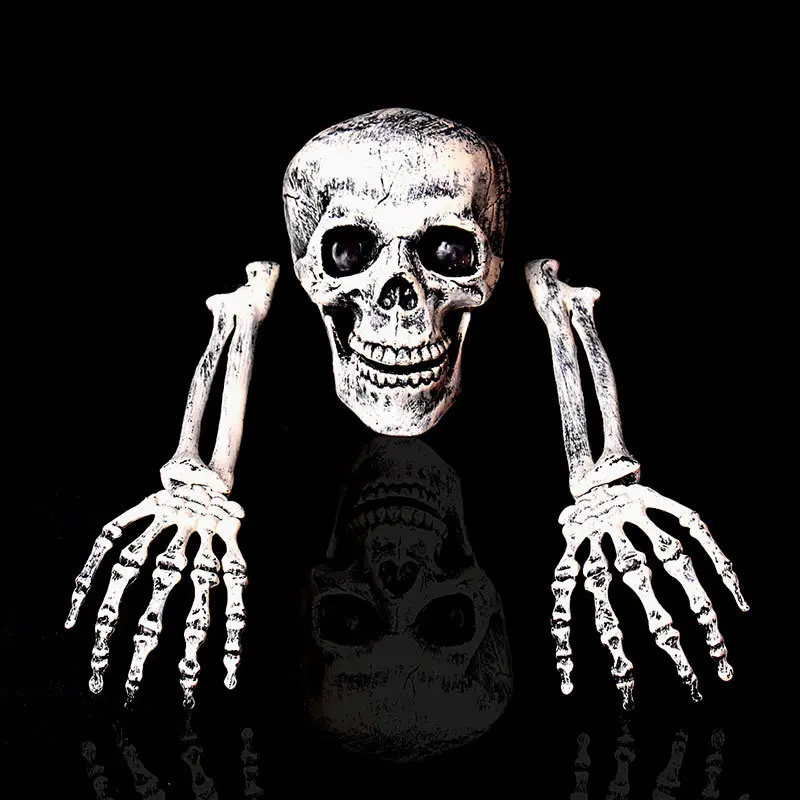 Halloween Skeleton Head Set, Glowing Ghost Hand Garden Stakes, Halloween Decorations, Spooky Yard Ornaments, Party Supplies