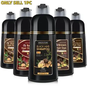 500ml 7-in-1 Hair Color Shampoo, Family Size, Hair Coloring, Colors, Cleanses & Nourishes in One Step, Gentle Herbal Formula for Shine & Vibrant-Looking Hair, 5 Shades: Black, Brown, Dark Brown, Chestnut Brown, Nourishing Haircare Shampoo Hair Dye