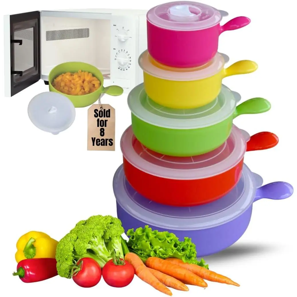 Microwave Freezer Safe Bowls - 10 count Set - With Vented  and Handles - Soup Bowls, Ramen, Cookware,  Container Microwave Safe -  Plastic