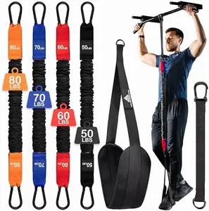Pull Up Assist Band with 4 Different Resistance Bands - 50,60,70,80 Total 260lbs, Heavy Duty Pull Up Resistance Bands with Adjustable Height and Foot Rest - Pull Up Assistance Band Endeavor