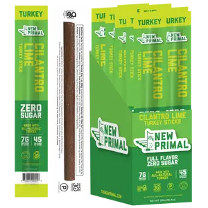 New Primal Cilantro Lime Turkey Meat Stick, All Natural, Keto Whole30 & Paleo Approved, Protein, Gluten & Soy Free, 1 Oz (Pack of 20)
