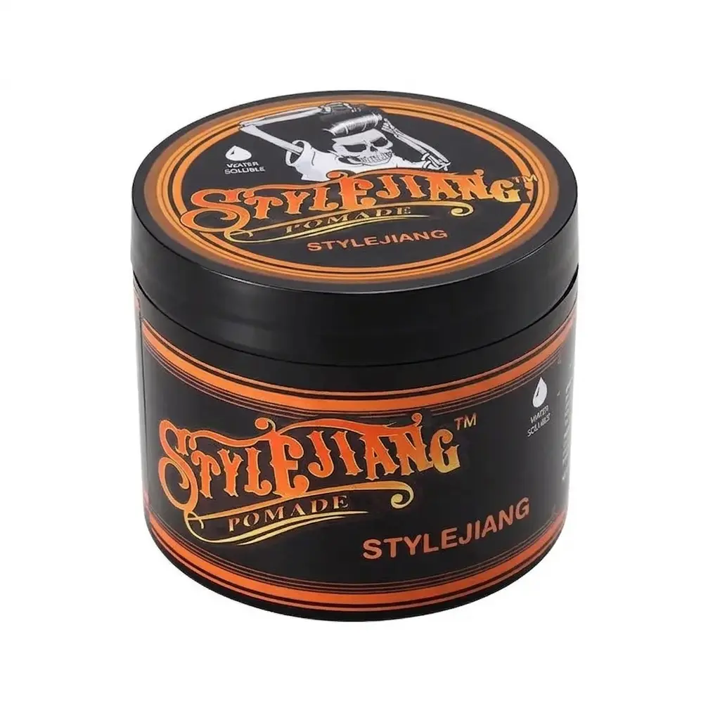 Strong Hold Hair Pomade for a Wet Look Shine, 4oz - Frizz Control Styling for Men's Curly & Thick Hair, Water Soluble for Slick Back Hairstyles, Silicone-Free, Curly Hair, Male