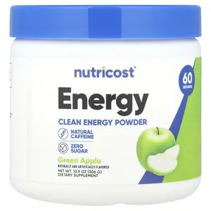 Nutricost Energy, Clean Energy Powder, Green Apple, 10.9 oz (306 g)