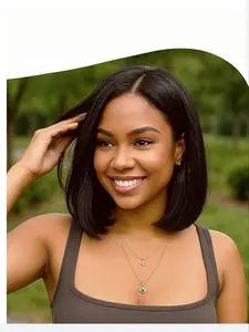 Bob Lace Front Wig, Glueless Straight Short Wigs, Premium Synthetic Wigs, Synthetic Hair, Middle Side Part, Hairline 12 Inch, Upgraded Style, Lace Front Bobs