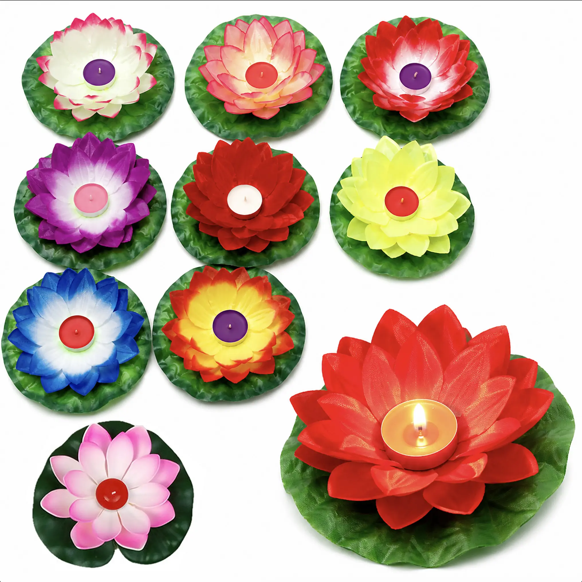12 PCS Floating Lotus Flower Lanterns for Wishing Festival Wedding Pool Pond Decoration