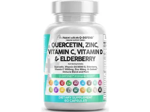 Clean Nutraceuticals Quercetin, Zinc, Vitamin C,Vitamin D3, Elderberry, Turmeric & More for Rapid Absorption & Overall Health Capsules - Q-Defend