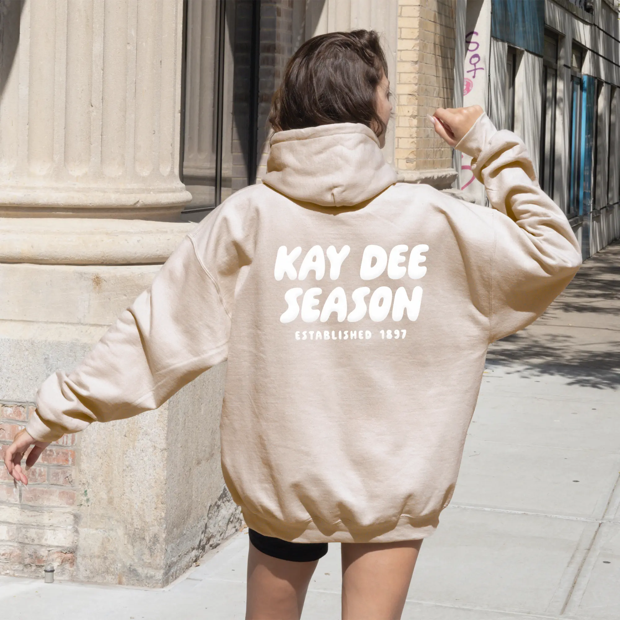 Kappa Delta Tan Hoodie with Puff Design - Foxy Season
