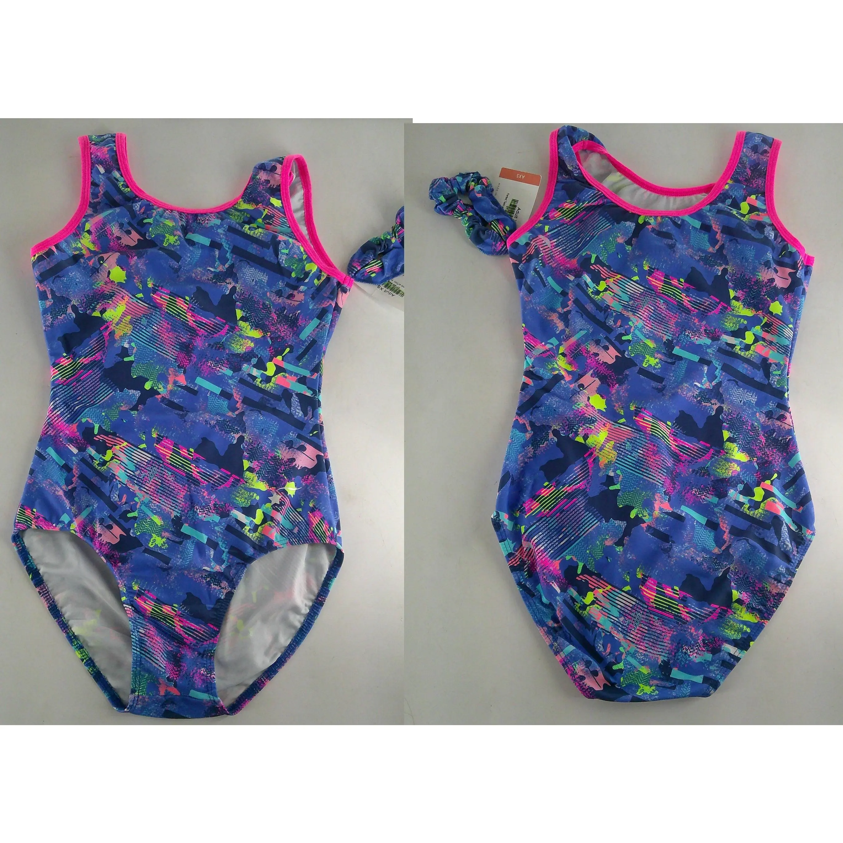 New Gymnastics Leotard Destira Painted Patches Adult XS Pink Blue