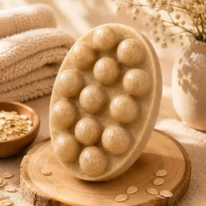 Oatmeal Scrub Massage Soap Bars - Soothing, Exfoliating, Moisturizing, Hydrating Body Care Cleanser, Moisturize