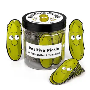 60 sheets Positive Pickle Affirmation Jar, Emotional Support Gift for Coworker, Funny Stress Relief Jar with 60 Unique Quotes, Positive Daily Messages, Cute Affirmation Cards for Women, New Job, Congratulations Gift, Pickle Ornament