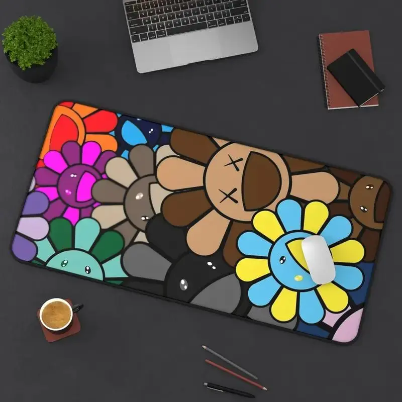 Takashi Murakami Kawaii Cartoon Sunflower Extra Large Desk Mat Keyboard Mouse Pad | E-Sports Mat | Desk Decor for Gamers | Boys' Rooms Gift large mousepad desk mouse