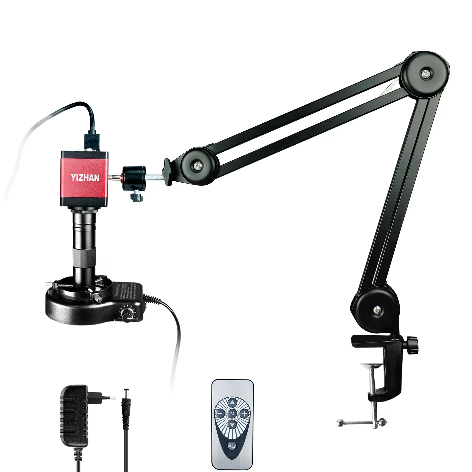 Digital Microscope Camera, 13MP 1080P HDMI VGA Industrial Video Microscope, 150X Zoom C-Mount Lens, Foldable Stand, LED Ring Light, Soldering Microscopes for Electronics Repair