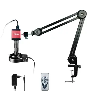 Digital Microscope Camera, 13MP 1080P HDMI VGA Industrial Video Microscope, 150X Zoom C-Mount Lens, Foldable Stand, LED Ring Light, Soldering Microscopes for Electronics Repair