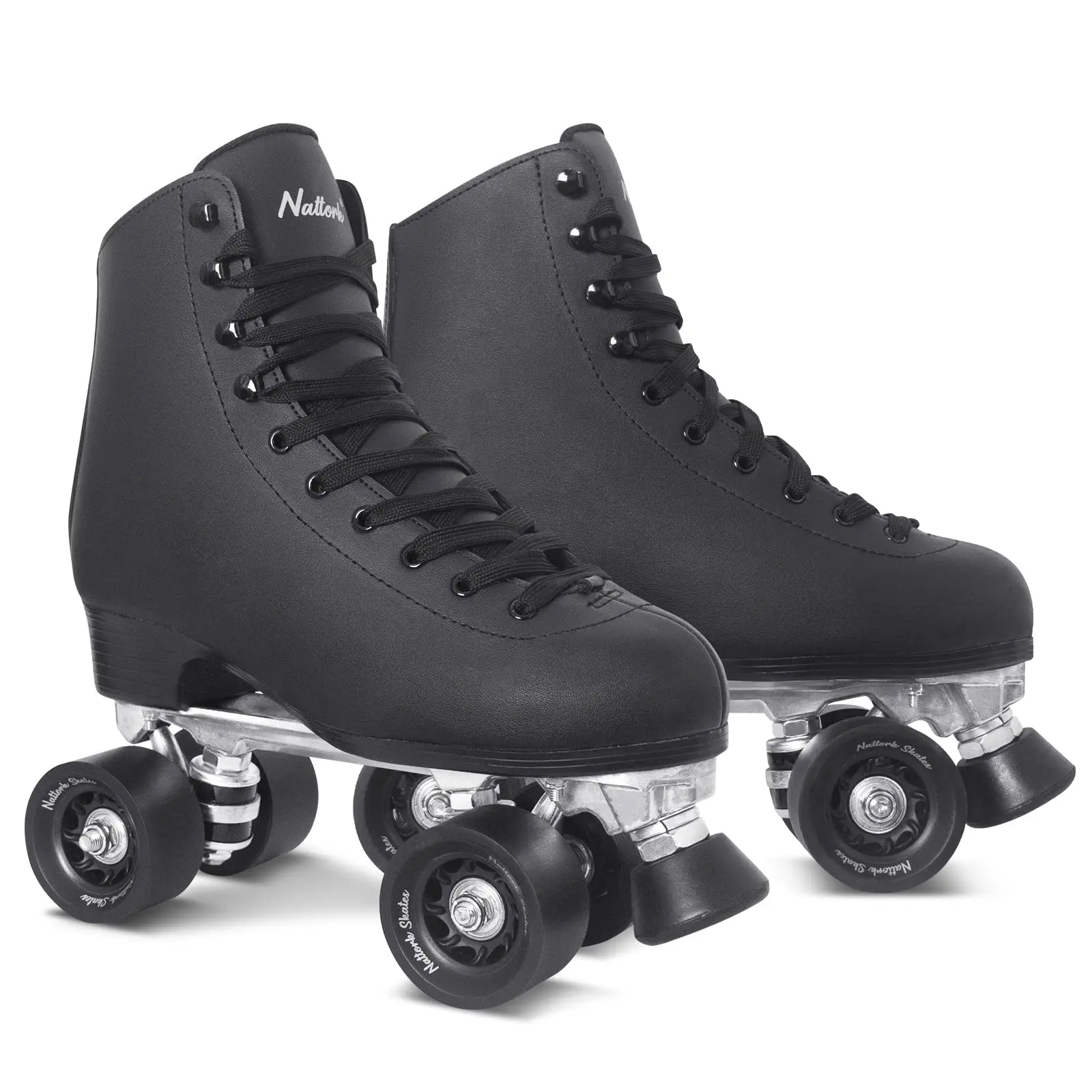 High-Top Quad Roller Skates for Adult Beginners | Ankle Support PU Skates, Indoor Outdoor Adjustable Toe Stop
