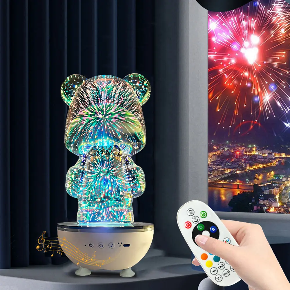 HITOZON Portable Bluetooth Speaker - USB Stereo, Flexible Rotating Speaker, White+RGB 360° Rotation, Remote Control, Cool Gadgets, Mini Gifts for Coworkers, Bedroom Decor