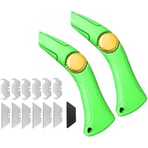 2-Pack Knuckle Saver Roofing Knife with 12Pcs Hook Blades