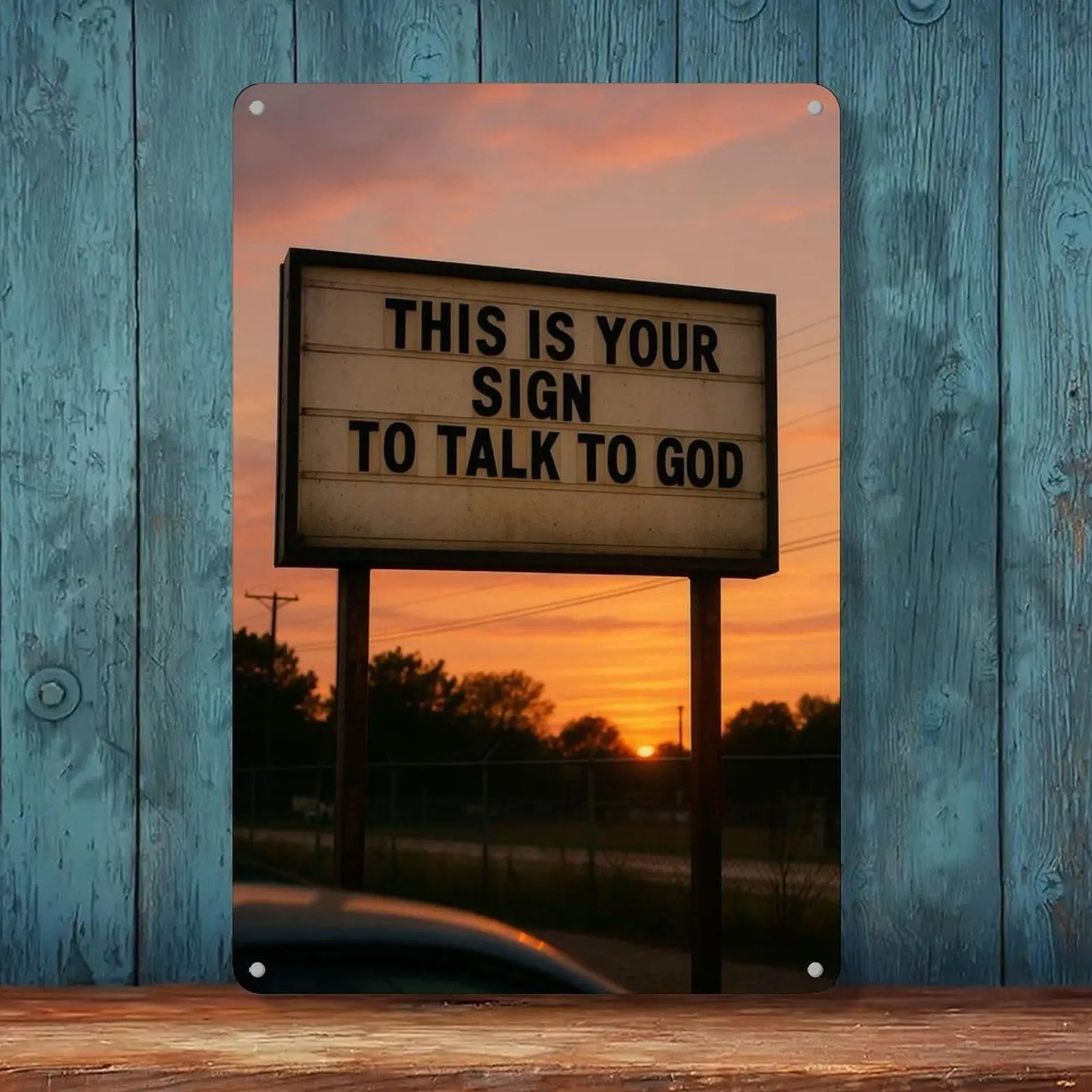 This Is Your Sign To Talk To God Sunset Road Marquee Sign Vintage Tin Sign 8x12in Inspirational Christian Wall Decor Metal Tin Sign