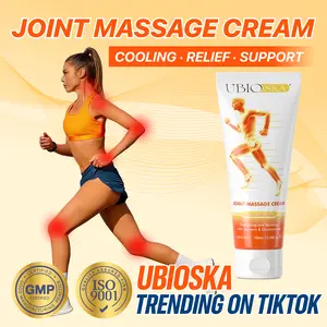 UBIOSKA Joint Massage Cream 100ml/3.4 fl oz | With Glucosamine, Chondroitin, Hyaluronic acid, Menthol, Turmeric and MSM | Ideal For Neck, Shoulder, Back, Knee, Foot & Muscle Comfort | Portable, Travel-Friendly