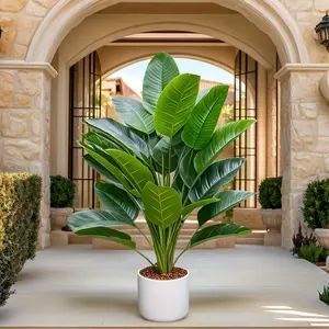2pcs Tall Tropical Artificial Banana Tree, 46.46 Inch Realistic Faux Plant, Indoor Outdoor Decoration, House Plants Decor, No Maintenance Plastic Material