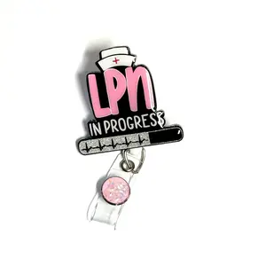 LPN In Progress Badge Reel, Retractable Swivel Alligator Clip, 2”