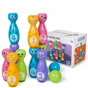 Cartoon Bowling Toy,1 Set Cute Expression Bowling Ball,Including 10 Pins And 2 Balls,Birthday Gift