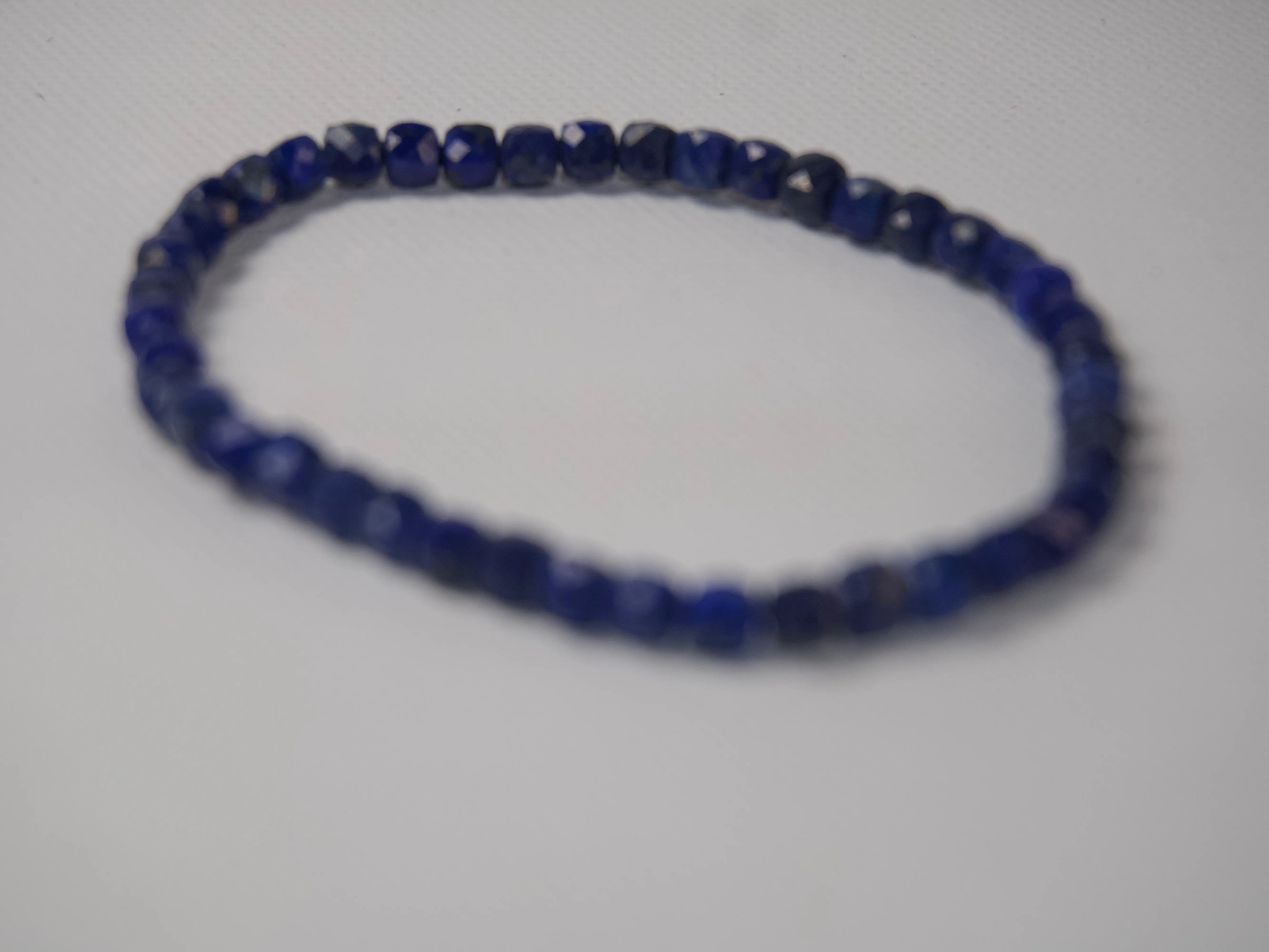 Natural Lapis Lazuli Faceted Beaded Stretch Bracelet