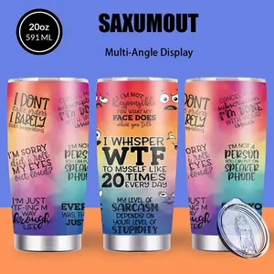 Humor Rainbow Pattern Design Coffee Cup, 20oz Stainless Steel Insulated Tumbler with Lid & Straw, Beverage Container & Kitchen Storage, Travel Mug, Spring & Summer Water Bottle, Ideal Gift for Birthday, Parties, Easter, Valentine's Day, Company Party