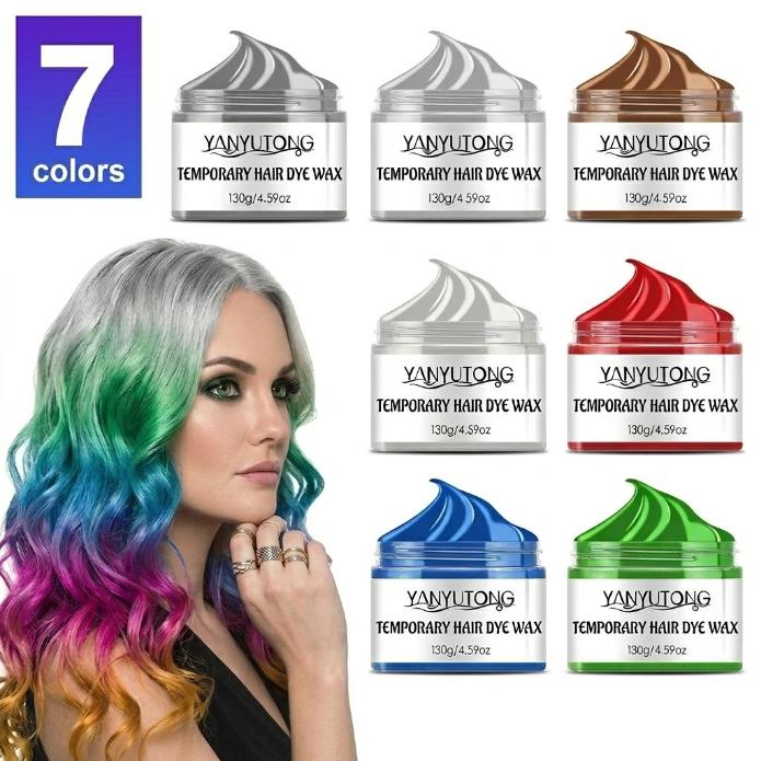 Yanyutong Temporary Hair Dye Wax 4.59 oz Instant Hairstyle Cream for Men Women Youth Washable Styling Pomade Party Cosplay DIY Halloween Haircare Gentle Non Damaging 2 in 1 Color Styling Salon   hair color  hair dye