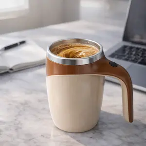 Self Stirring Coffee Mug – Rechargeable Magnetic Mixing Cup, Stainless Steel Insulated with Lid for Coffee, Protein & Hot Drinks