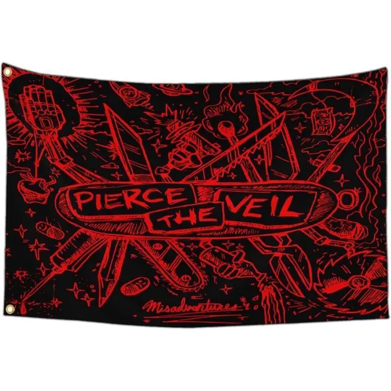Pierces the Veil Flag Tapestry Poster Banner Funny Flags for Teen s Room Bedroom College Dorm Meme Flags Print Decor Wall Starry Sky Pattern Spooky summerwins