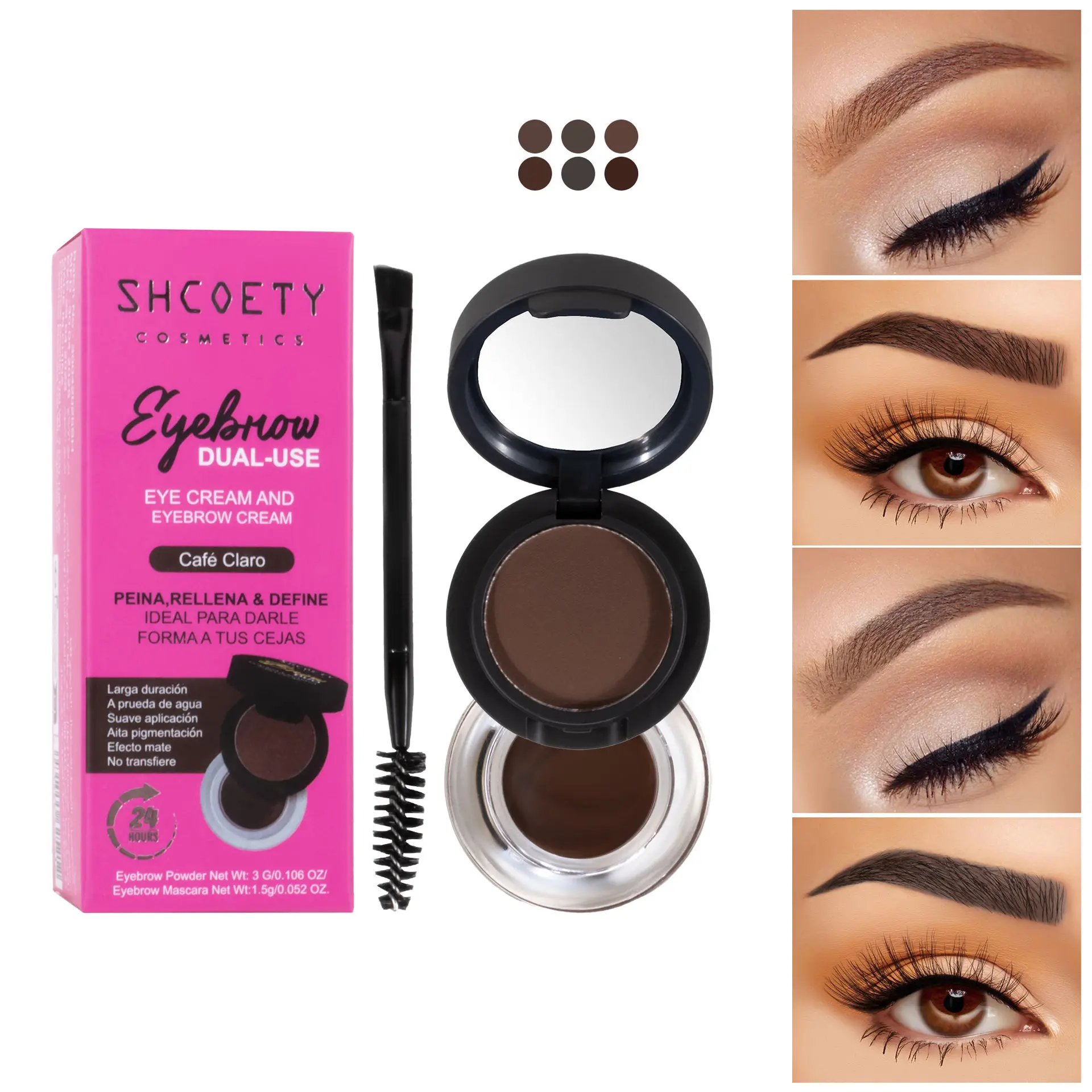 2-In-1 Twist Split Brow Kit (40g) - Budget, Waterproof Powder & Cream, Detachable Layer, Mirror, Dual-End Brush, 3 Shades for Fog & 3D Wild Eyebrows, Long-Lasting, Suitable for All Hair Shades