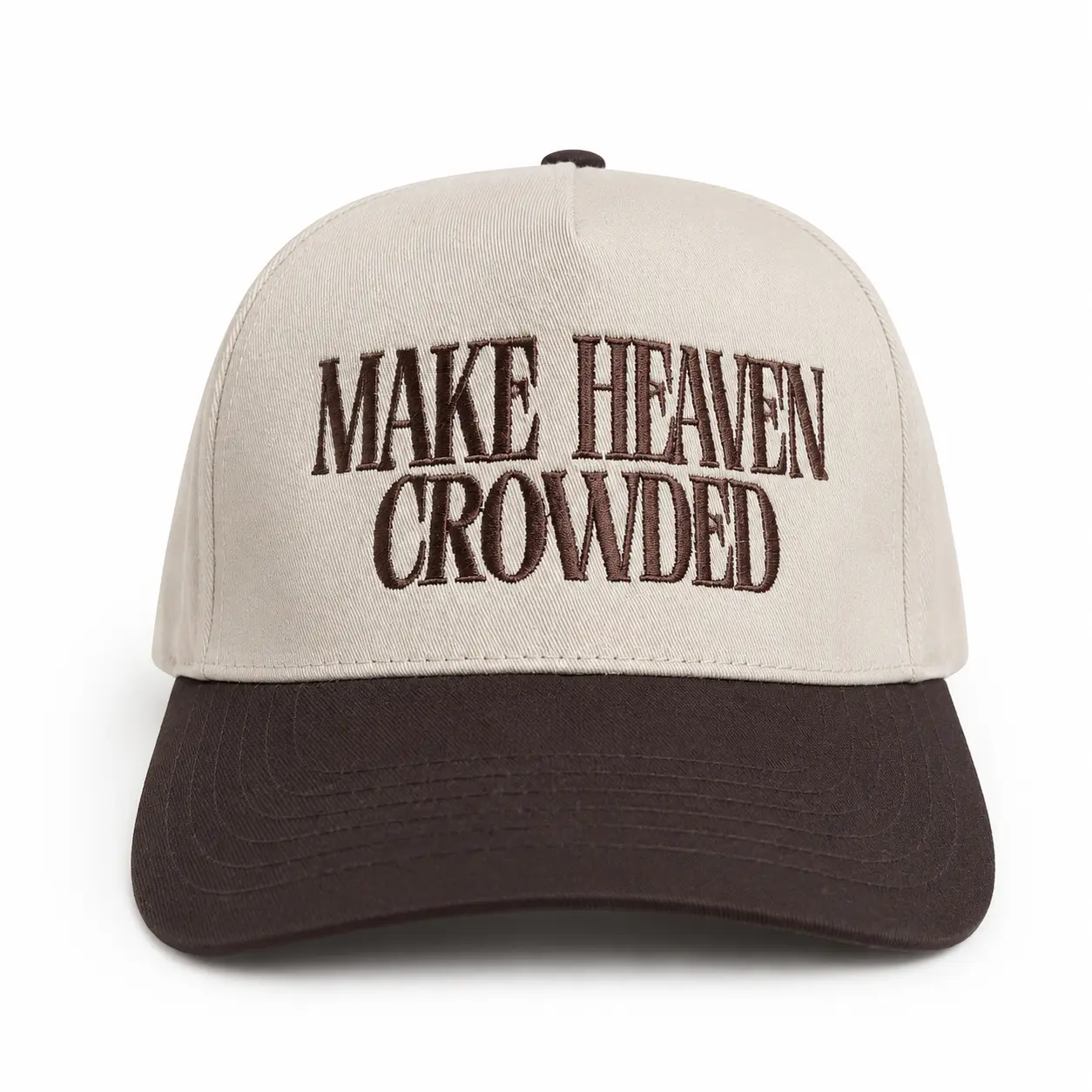 "MAKE HEAVEN CROWDED" Slogan Embroidered Trucker Snapback Hat - Adjustable 90s Vintage Twotone Color Options Christian Headwear, Perfect Gift for Men’s Hats & Pastors (Christmas, Birthday) Fashion Accessory, Perfect Christian Gift