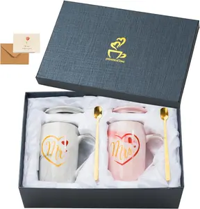 Wedding Gifts for Bride and Groom,Bridal Shower Engagement Gifts for Couples 2026,Mr and Mrs Marble Coffee Mugs 16 Oz,Christmas gift