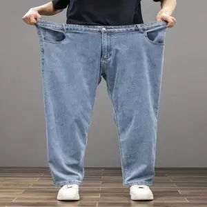 Plus Size 2XL-8XL Men's Soft Comfy Stretch Rayon Blend Jeans Casual Loose Fit Straight Leg Denim Pants with Pockets Machine Washable for Fall Winter Comfort Wear Classic Straight Legs Menswear Trouser baggy jeans men Fabric Cotton