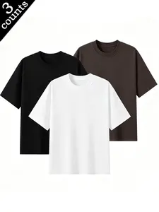 Men’s cool-touch antibacterial anti-mite fabric crew neck short sleeves natural waist loose fit solid color no pattern seamless stitched hem regular length sports casual style short sleeve T-shirt for outdoor travel beach activities summer