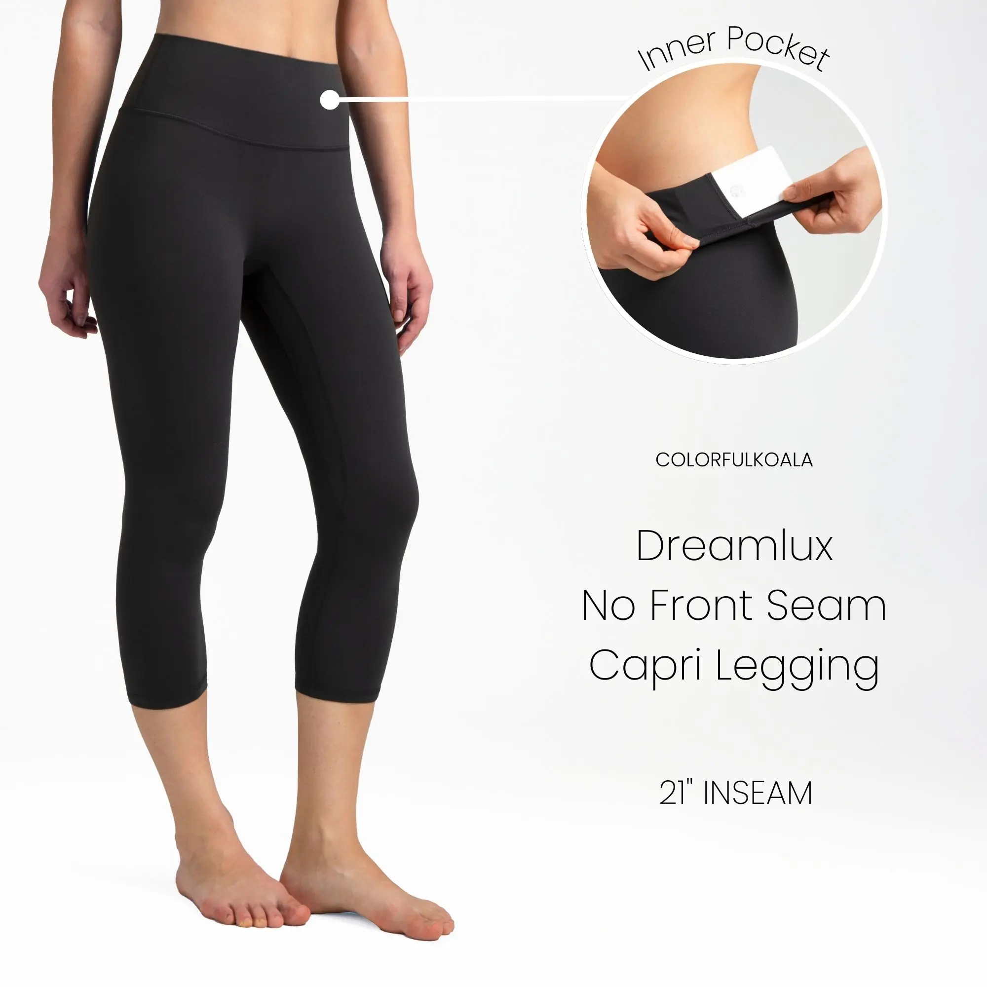 Colorfulkoala Dreamlux No Front Seam Capri Leggings for Women 21" Inseam, High Waisted Yoga Pants Gym Sportswear Bottoms Summer Fashion Outfit Ideas