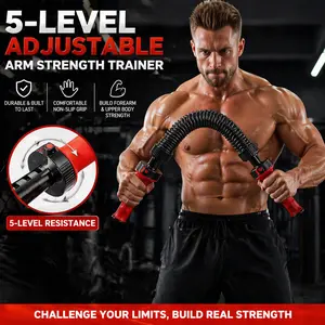 Adjustable 5-Level Power Twister Bar Arm Trainer, Chest & Arm Strength Training Equipment for Men, Portable Upper Body Workout Tool for Home Gym Fitness