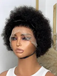 13x4 Lace Frontal Human Hair Wig, Afro Kinky Curly 8 Inches Short Curly Wigs for Women, Natural Look, Easy Maintenance