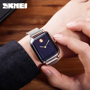 Momentum 3D Arc-Shaped Watch Fashion Student Leather Strap Mesh Strap Waterproof Square Quartz Watch Wholesale