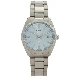 Casio Mtp1302 Series Watch in Silver & Light Blue