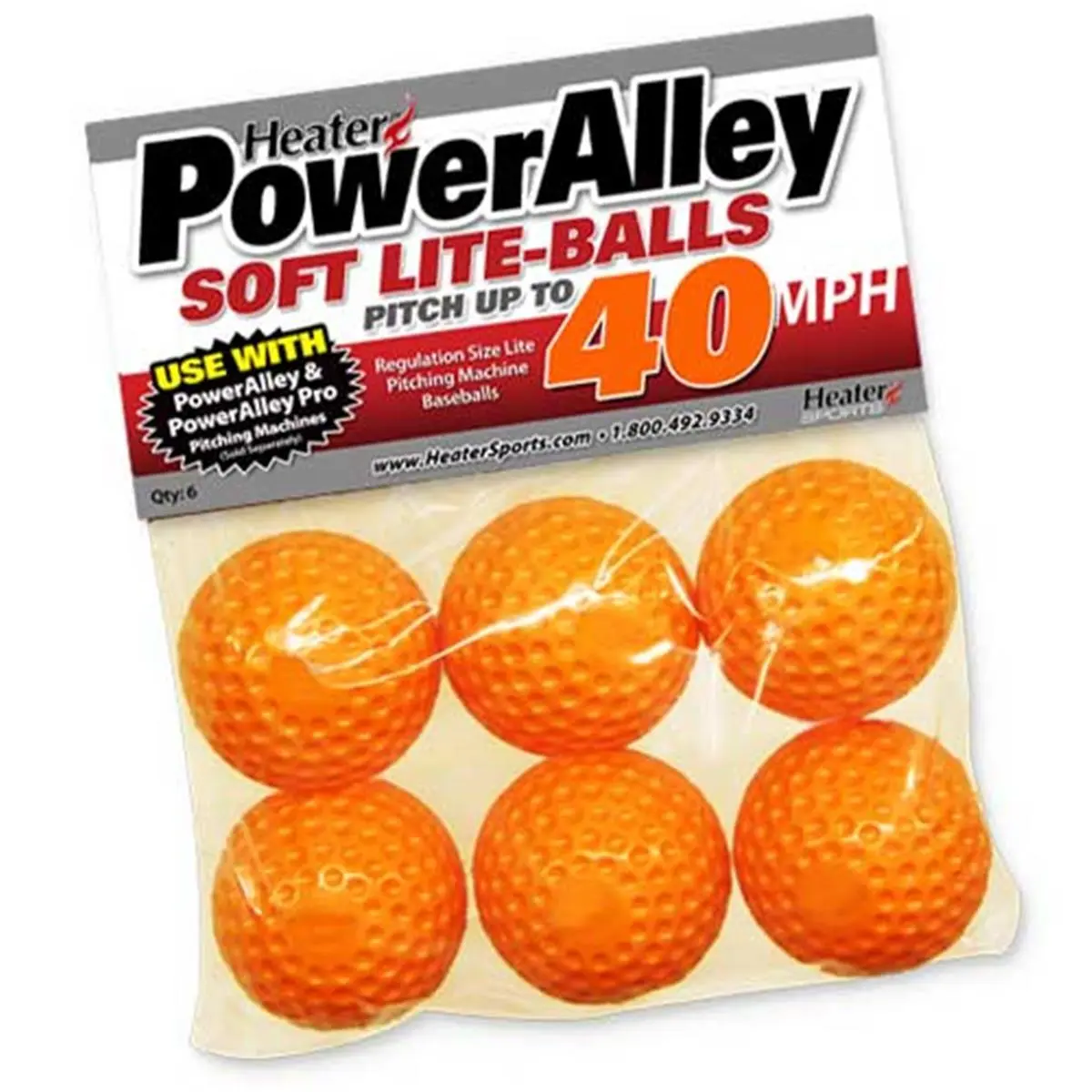 Soft Lite-Ball Heaters for Younger Players, 6-Pack Regulation Size Baseballs - 40 mph Speed, Pitching Machine Practice, Improved Accuracy, Long-Lasting, Lite-Ball Type