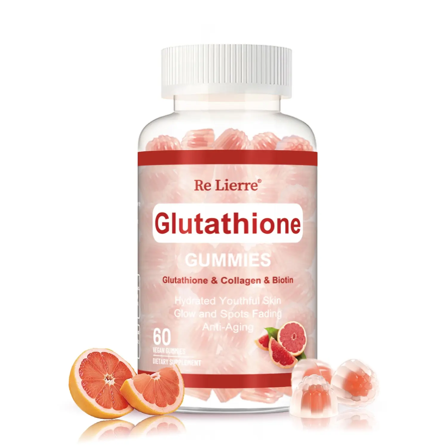Re Lierre Glutathione Collagen peptide  Gummies 2500mg with Marine Collagen Vitamins C E D B12 L Glutamine for Stronger Bones 60 Count, Supplement, Healthcare, Sugar Free, Gluten Free